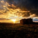 Sunrise-Building-Grassy Field