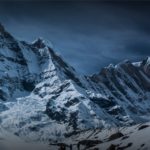 Blue snowy mountains